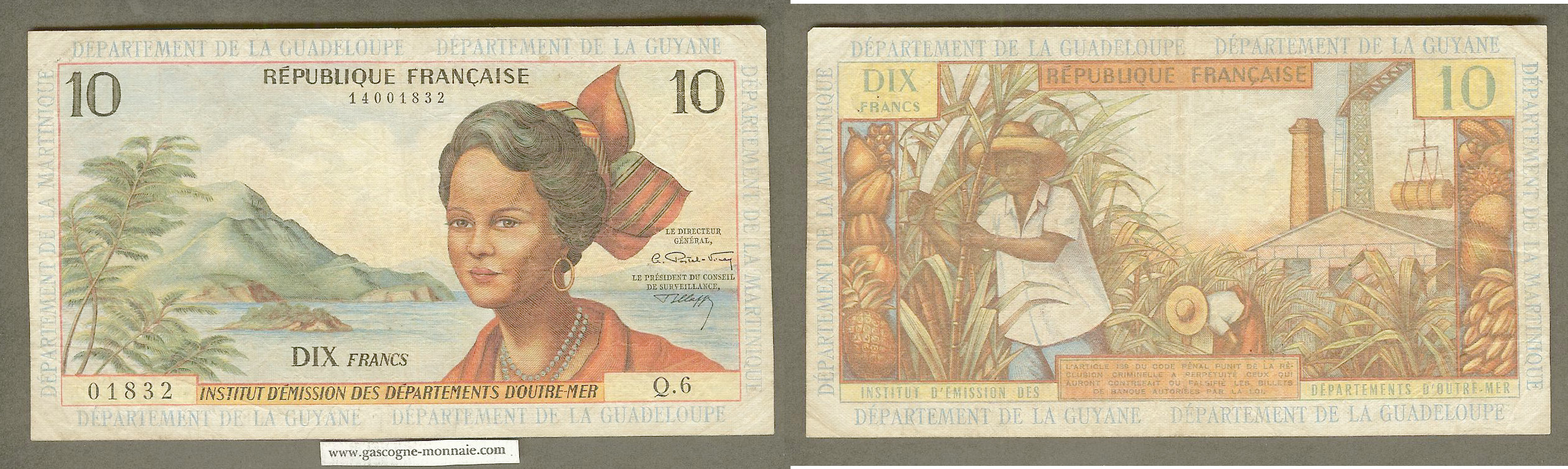 French overseas Departments 10 francs 1964 gF
